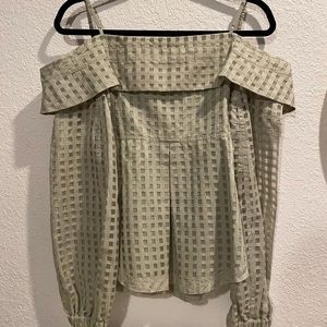 Jonathan Simkhai Paulina Sheer Windowpane Top